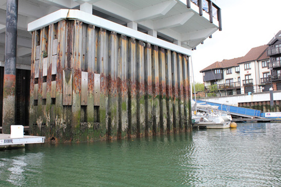 Condition of sheet piling at OVM prior to works